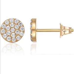 Gold Round CZ Stud Earring